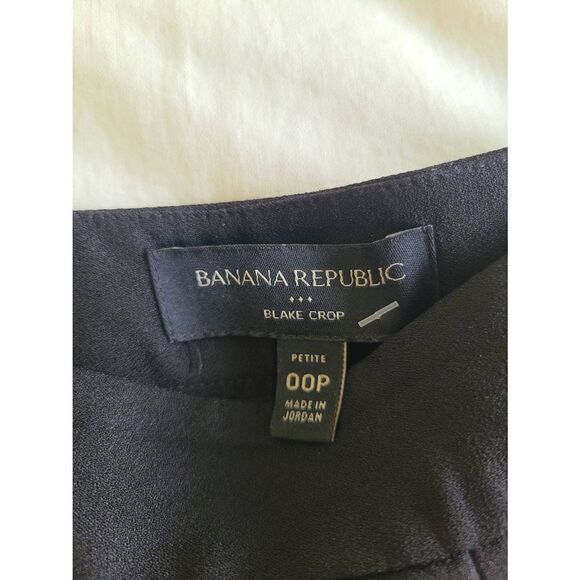Banana Republic Blake Crop Pants Women's Size 00P Black 100% Polyester Wide-Leg - Picture 3 of 5